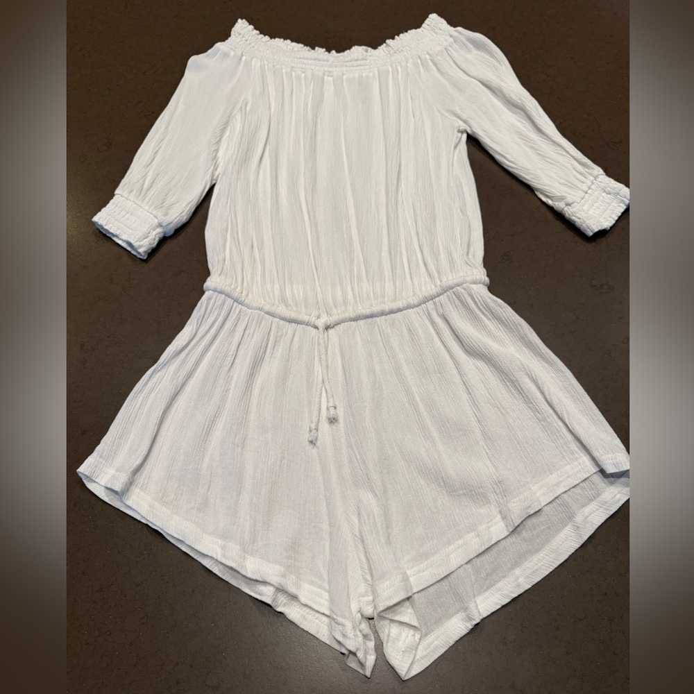 Raisins Womens West Coast Off-The-Shoulder Romper Cover-Up White Size S - Picture 4 of 11